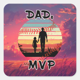Pappa, min MVP - flicka och Pappa Fyrkantigt Klistermärke