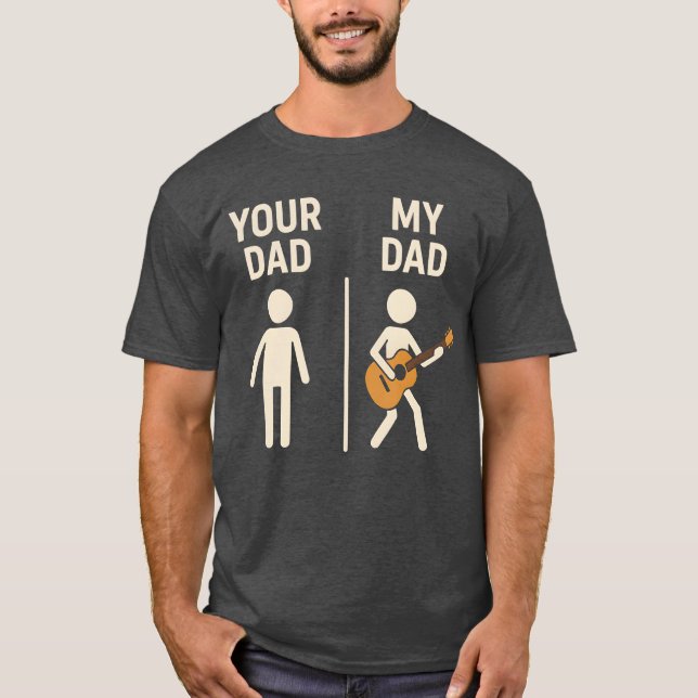Pappa Min Pappa Gitarr Musiker Pappa Fadersdag fa T Shirt (Framsida)