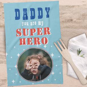 Pappa min superhjälte Roligt Photo Fars dag Kökshandduk