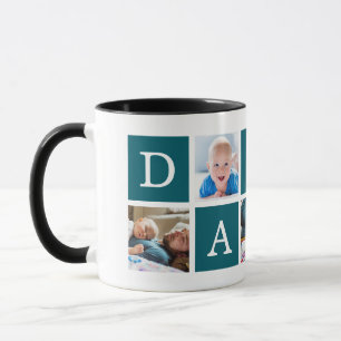 Pappa Minimum Färg Block Photo Collage Blue Mugg