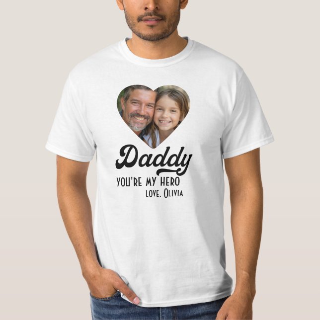 Pappa mitt fotohjärta, retro t shirt (Framsida)
