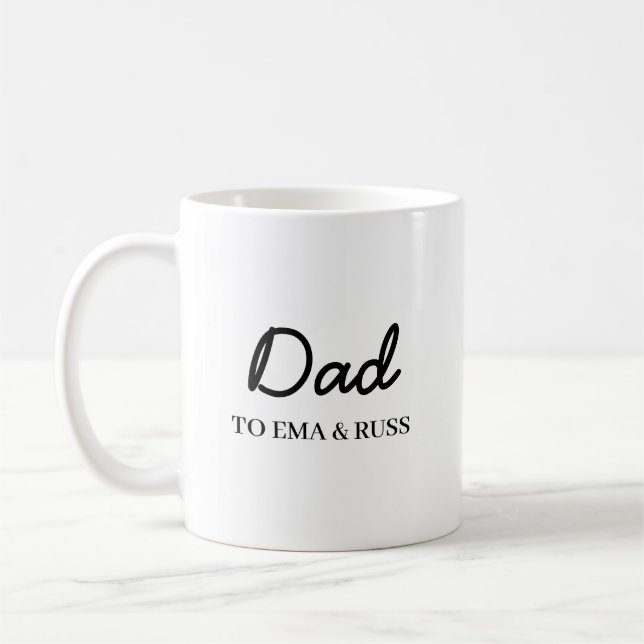 Pappa Modern Fars dag Barn Namn Manus Kaffemugg (Vänster)