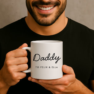 Pappa Modern Fars Dag Barn Namn Skrift Kaffemugg
