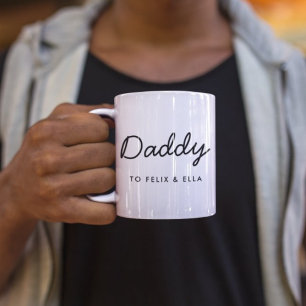pappa Modern Fars dag Kids Namn Script Två-Tonad Mugg