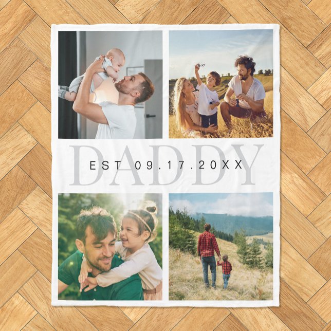 Pappa Modern Fars dag Photo Collage Fleecefilt (Skapare uppladdad)