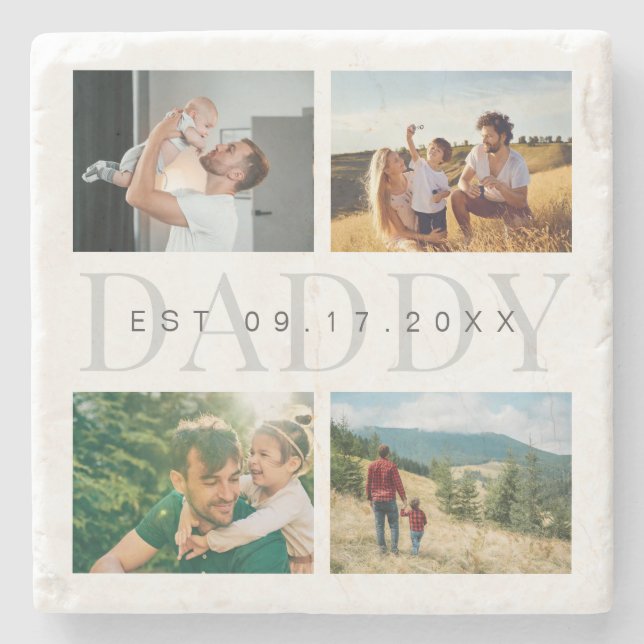 Pappa Modern Fars dag Photo Collage Stenunderlägg (Framsidan)