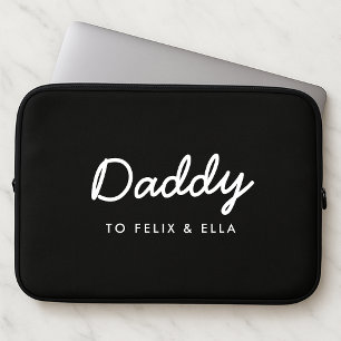 pappa Modern Kids Namn Fars dag Black Laptop Fodral