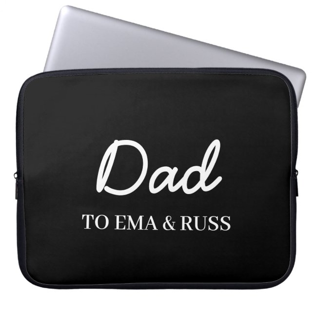 Pappa Moderna Barn Namn Fars Dag Svart Laptop Fodral (Framsidan)