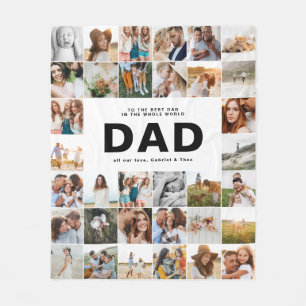 Pappa moderna multifoto fars dag svart vit fleecefilt