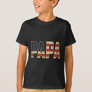 Pappa Modig Patriotisk Amerikansk Flagga Fars Dag T Shirt
