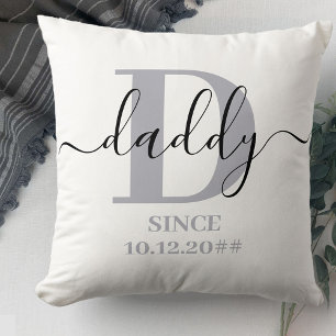 Pappa Monogram Elegant Script Silver Grått Kudde