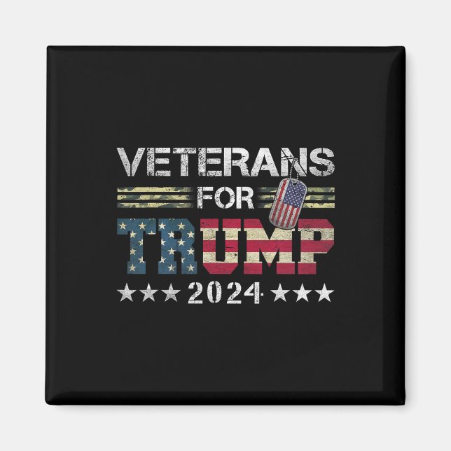 Pappa morfar Veterans for Trump 2024 American Flag Magnet (Framsidan)
