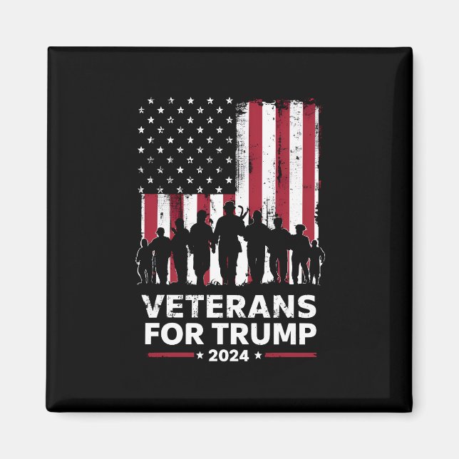 Pappa morfar Veterans for Trump 2024 American Flag Magnet (Framsidan)