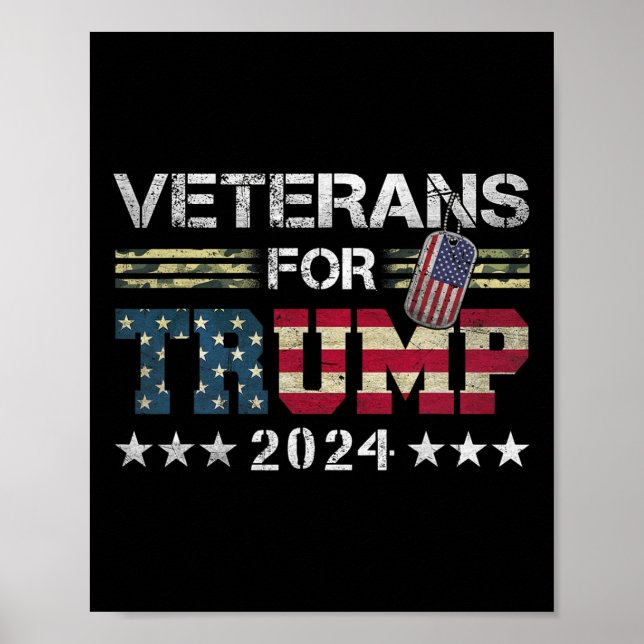Pappa morfar Veterans for Trump 2024 American Flag Poster (Framsidan)