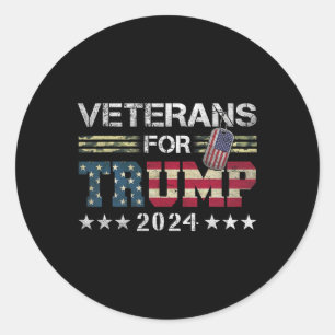 Pappa morfar Veterans for Trump 2024 American Flag Runt Klistermärke