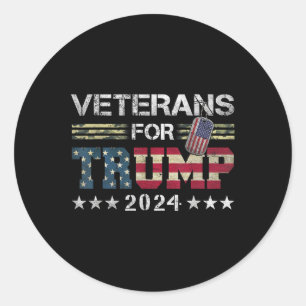 Pappa morfar Veterans for Trump 2024 American Flag Runt Klistermärke