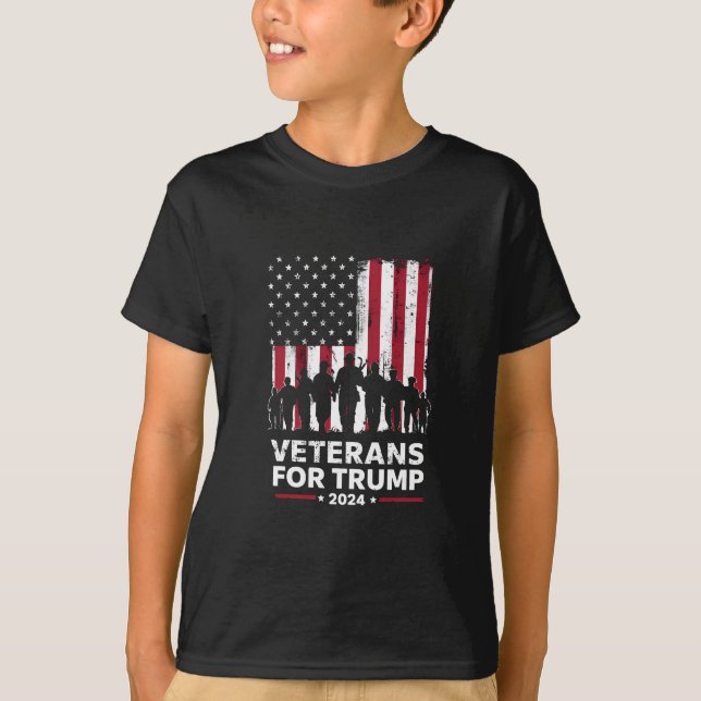 Pappa morfar Veterans for Trump 2024 American Flag T Shirt (Framsida)