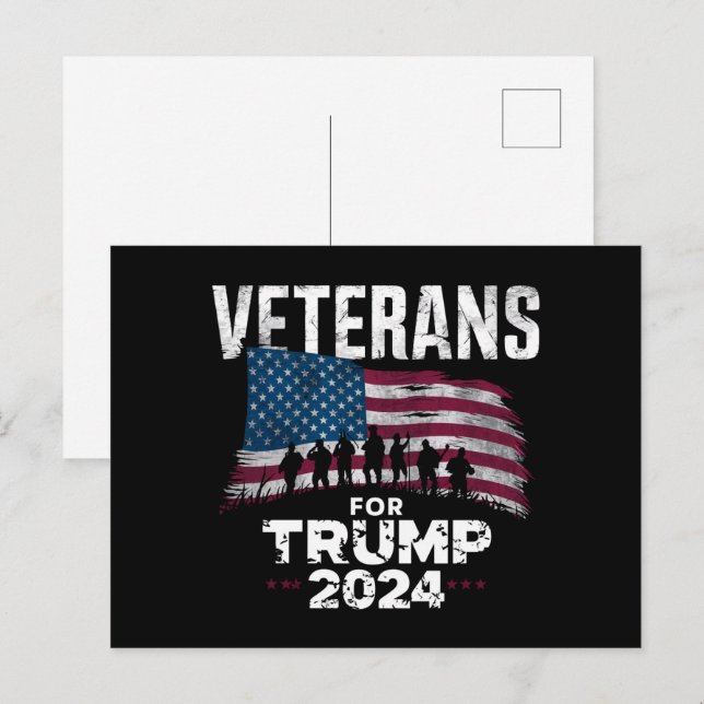 Pappa morfar Veterans for Trump 2024 American Flag Vykort (Fram/baksida)