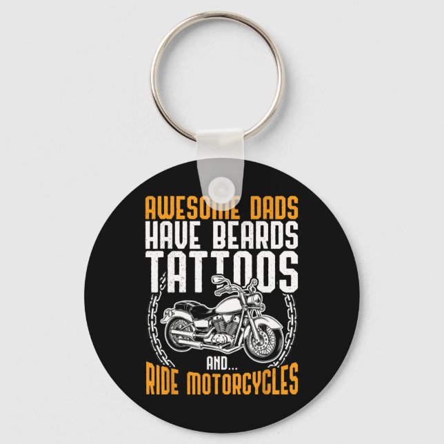 Pappa motorcykel Fars dag Gift Funny Tattoo Nyckelring (Framsida)