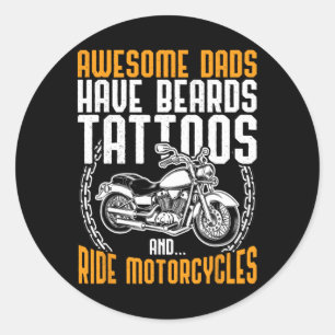 Pappa motorcykel Fars dag Gift Funny Tattoo Runt Klistermärke