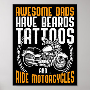 Pappa Motorcykel Fars dag Present Rollig Tatuering Poster
