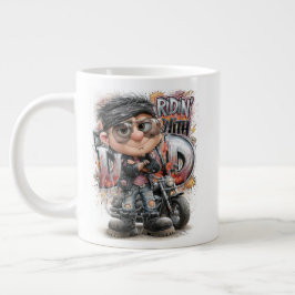 Pappa Motorcyklist Ridning Jumbo Mugg
