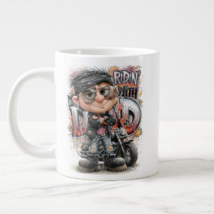Pappa Motorcyklist Ridning Jumbo Mugg