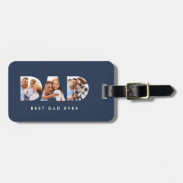 Pappa multifototypografi - marinblått, modern bagagebricka