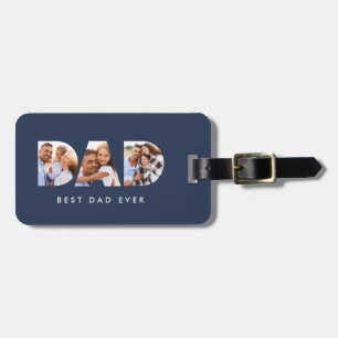 Pappa multifototypografi - marinblått, modern bagagebricka