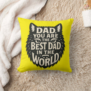 "Pappa, My Hero - Dold Tiger Typography Pillow Kudde