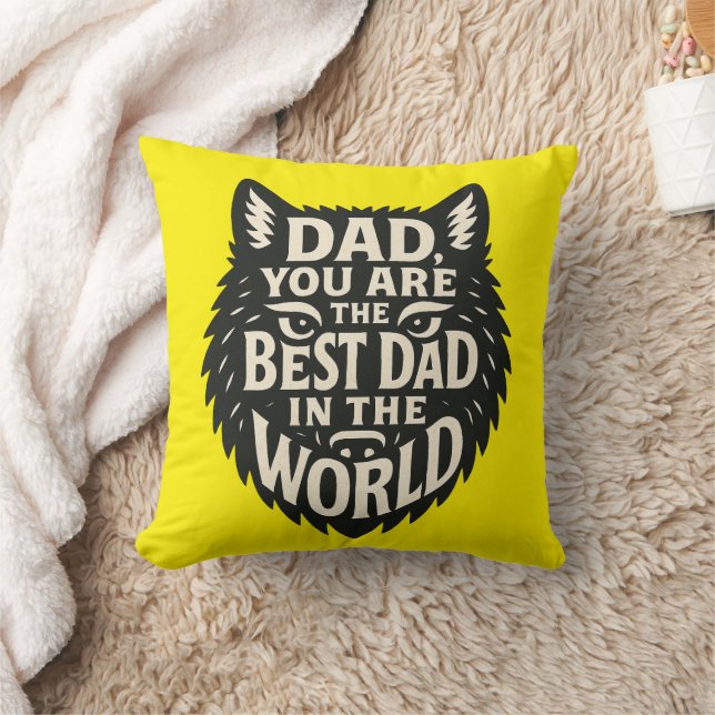 "Pappa, My Hero - Dold Tiger Typography Pillow Kudde (Filt)