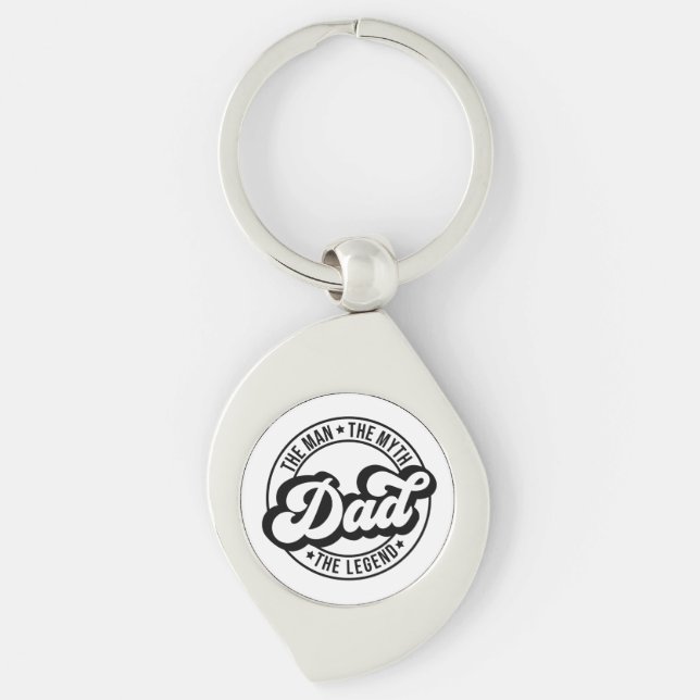 Pappa, myten om pappa manar pappa swirl silverfärgad nyckelring (Framsidan)