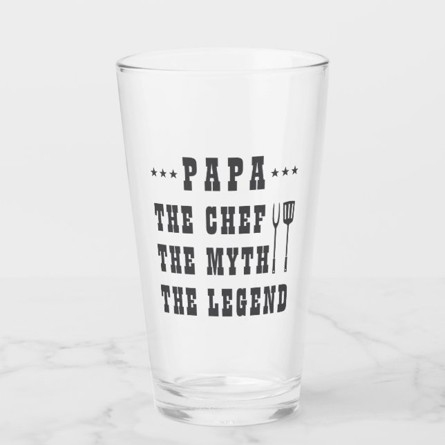 Pappa Myth of Legend Grill Master Glass Glaskopp (Framsida)