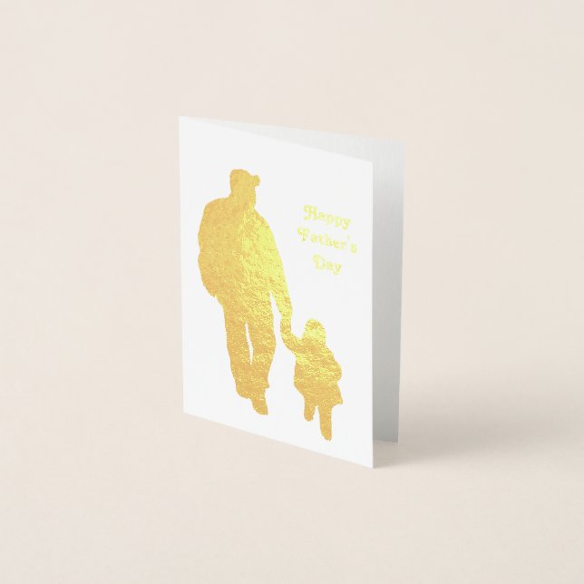 Pappa 'n' Kiddo Silhouette 3 Fars dag-kort Folierat Kort (Framsida)