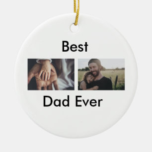 pappa någonsin lycklig fars dag lägga till ditt fo julgransprydnad keramik