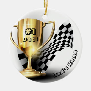 Pappa Namn Guld Trophy #1 Pappa Julgransprydnad Keramik