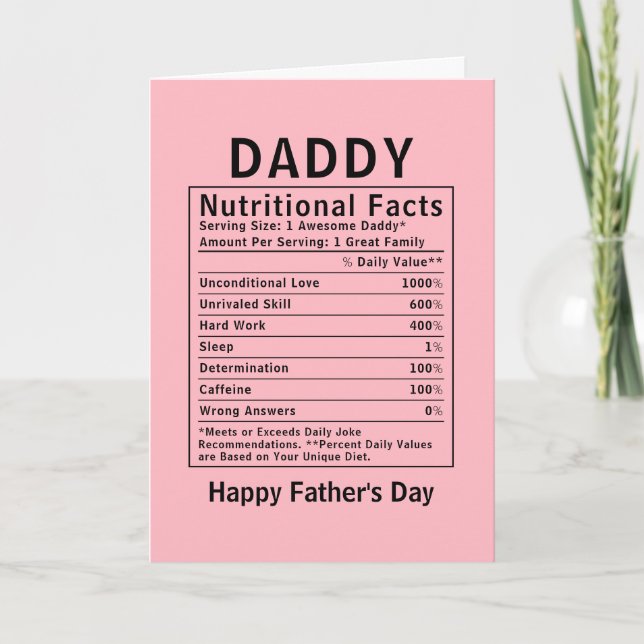 Pappa Näringsfakta fadersdagspresenter Kort (Framsida)