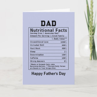 Pappa Näringsfakta fadersdagspresenter Kort