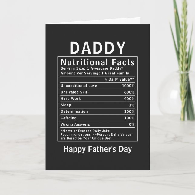 Pappa Näringsfakta fadersdagspresenter Kort (Framsida)