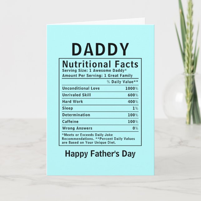 Pappa Näringsfakta fadersdagspresenter Kort (Framsida)
