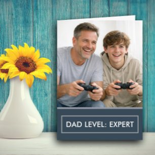 Pappa Nivå Expert Spelare Fars Dag Anpassningsbar Kort