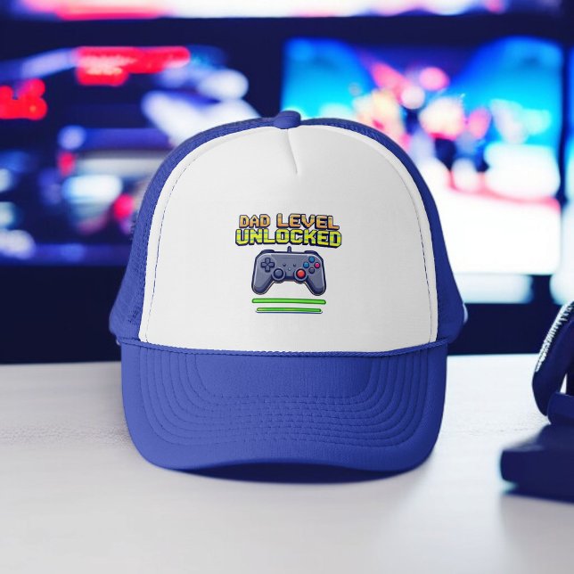 Pappa-nivå olåst | Gamer Pappa First Fars dag Keps (Skapare uppladdad)