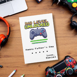 Pappa-nivå olåst   Gamer Pappa First Fars dag Kort