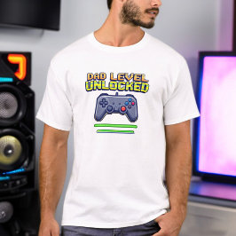 Pappa-nivå olåst | Gamer Pappa First Fars dag T Shirt