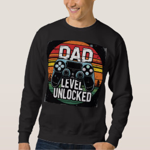 Pappa nivå upplåst Roligt nytt pappaskämt present Lång Ärmad Tröja