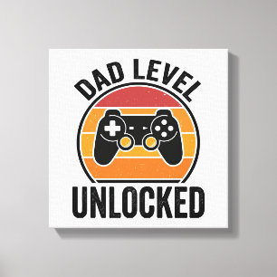 Pappa Nivå Upplåst Vintage Gamer T-Shirt Design_1 Canvastryck