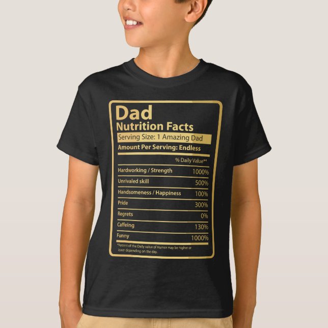 Pappa Nutrition Facts Fars dag Gift for Pappa T Shirt (Framsida)