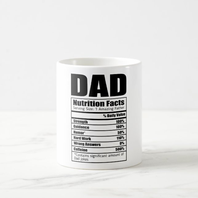 Pappa Nutrition Facts Lycklig Fars dag Kaffemugg (Center)