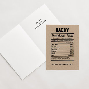 Pappa Nutritional Facts Fars dag Card Kort
