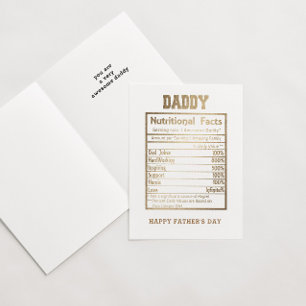 Pappa Nutritional Facts Fars dag Card Kort